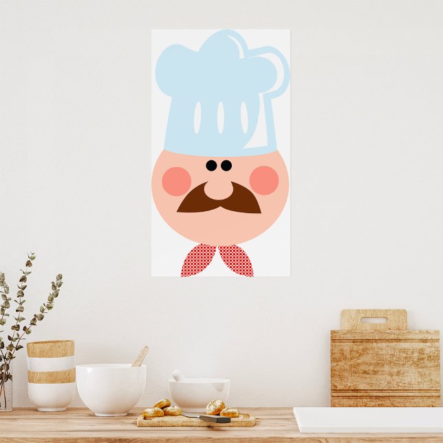 Italian Chef Face with Moustache and Hat Poster (Creator Uploaded)