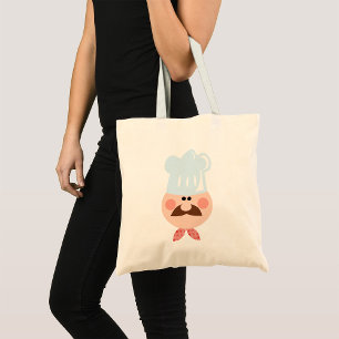 Italian Chef Face with Moustache and Hat Tote Bag