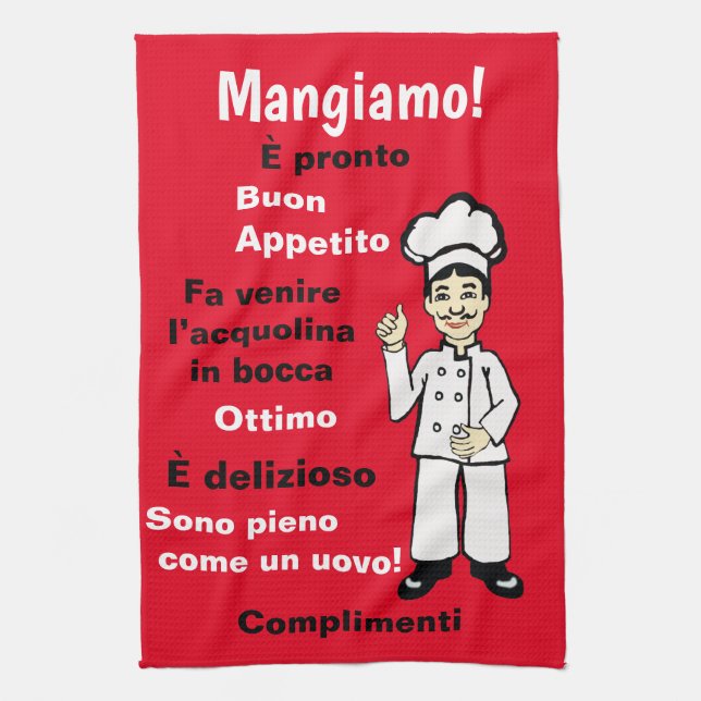 Italian Chef - Mangiamo Kitchen Towel (Vertical)