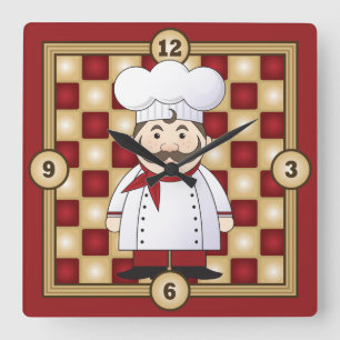 Italian Chef Square Wall Clock
