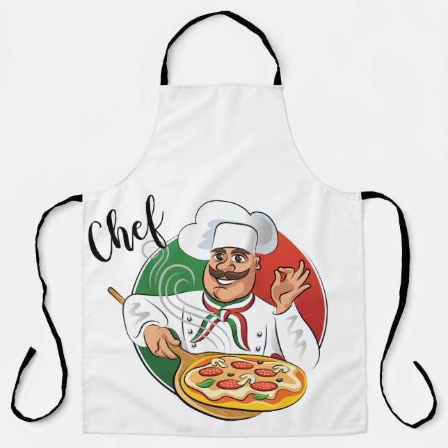 Italian chef's table pizzaiolo with Italian backgr Apron (Front)
