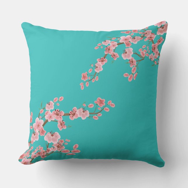 Italian Cherry Blossoms Throw Pillow (Front)