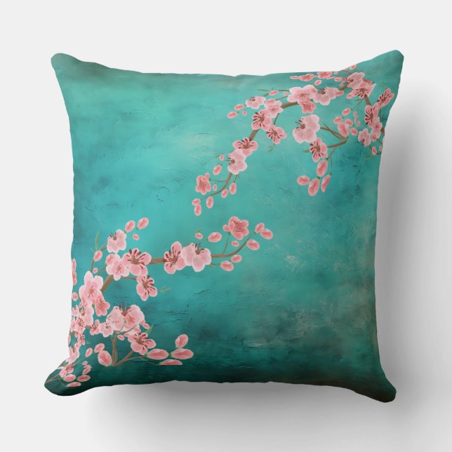 Italian Cherry Blossoms Throw Pillow (Front)