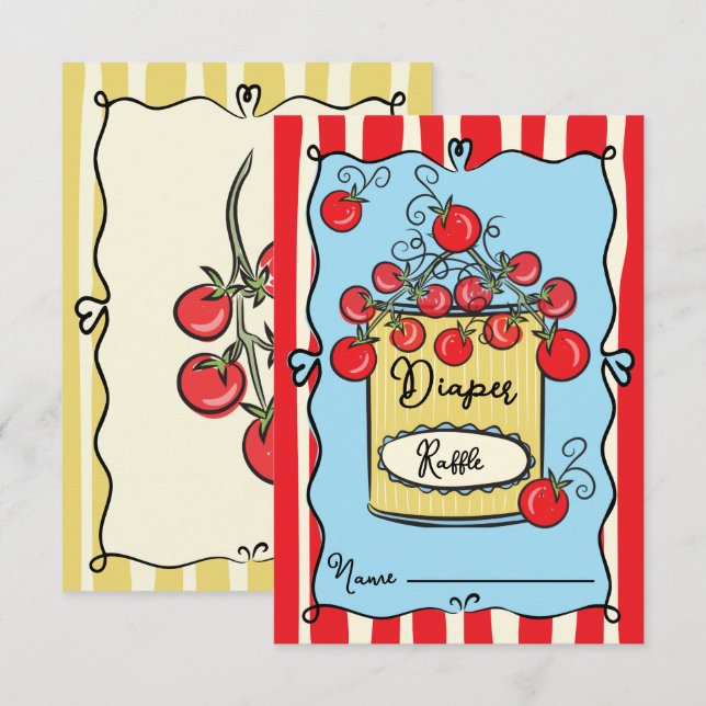 Italian Cherry Tomato Diaper Raffle Invitation (Front/Back)