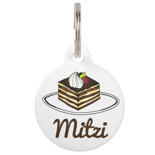 Italian Chocolate Tiramisu Foodie Dog Pet Tag (Front)