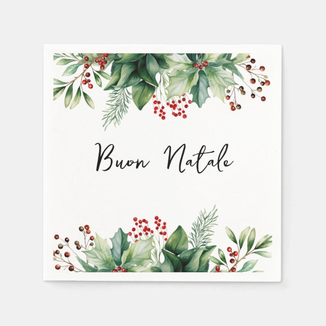 Italian Christmas Buon Natale Party Napkin (Front)