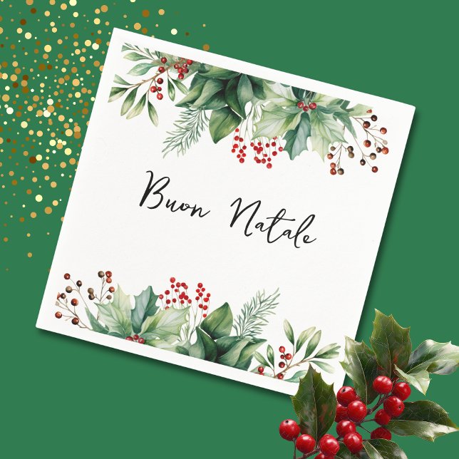 Italian Christmas Buon Natale Party Napkin (Creator Uploaded)