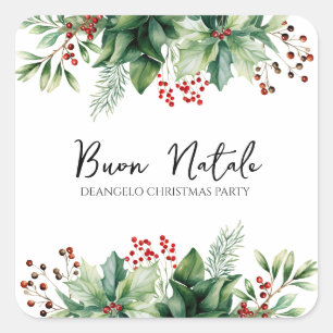 Italian Christmas Buon Natale Party Square Sticker