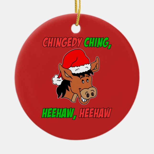 Italian Christmas Donkey Ceramic Ornament (Front)