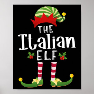 Italian Christmas Elf Matching Pajama X-mas Party  Poster