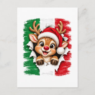 Italian Christmas Reindeer Holiday Postcard