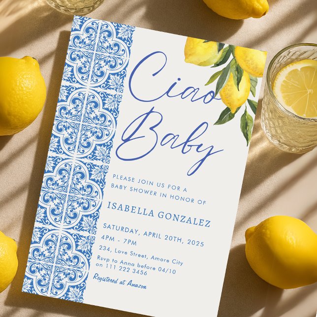 Italian Ciao Baby Amalfi Baby Shower Invitation (Italian Ciao Baby Amalfi Baby Shower Invitation)