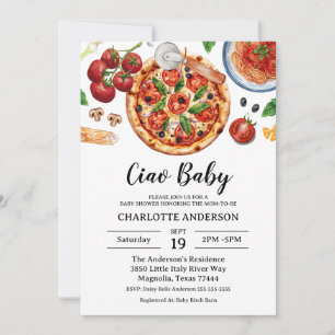 Italian Ciao Baby Pizza Red Baby Shower  Invitation