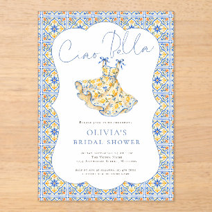 Italian Ciao Bella Bridal Shower Acrylic Invitations