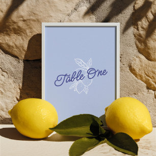 Italian Citrus Blue & White Lemon Wedding Invitation