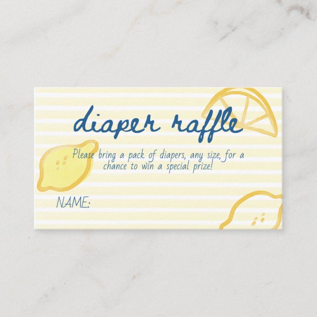 Italian Citrus Diaper Raffle Game Enclosure Card (Front)
