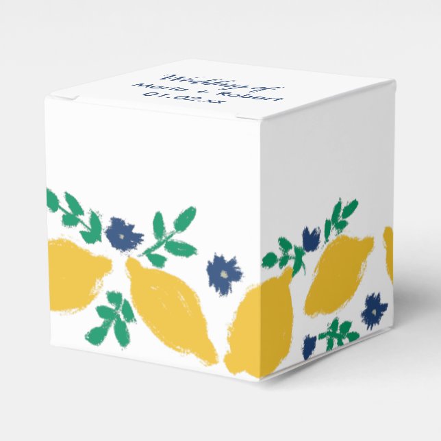 Italian Citrus Lemon Hand Drawn Wedding Favor Box (Front Side)
