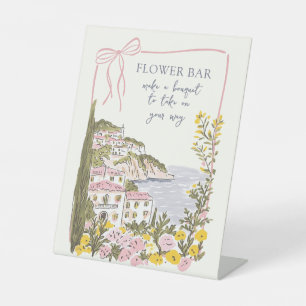 Italian Coast Bridal Shower Flower Bar Pedestal Sign