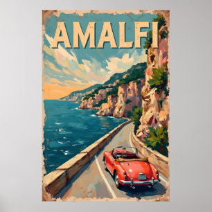 Italian Coast Drive : Vintage Oil Painting Poster
