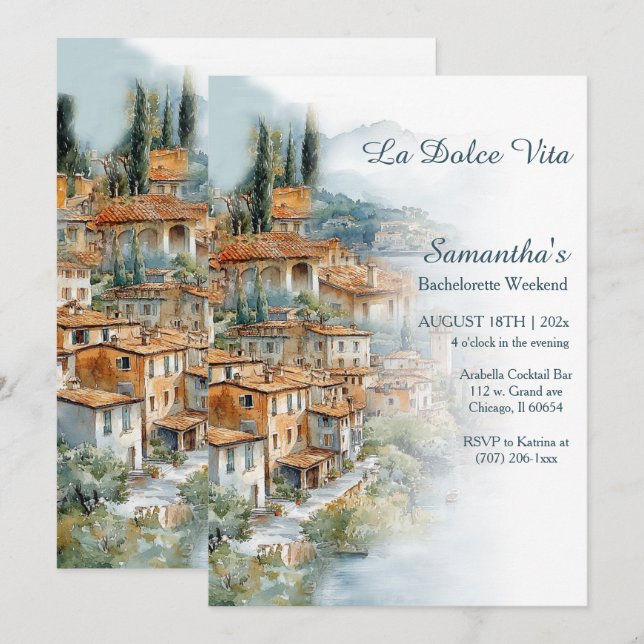 Italian Coastal Bachelorette Weekend Invitation (Front/Back)