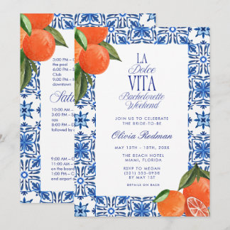 Italian Coastal La Dolce Vita Bachelorette Invitation