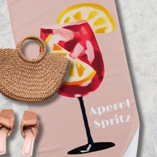 Italian Cocktail Happy Hour Vintage Retro Abstract Beach Towel