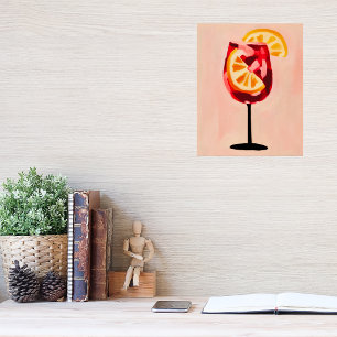 Italian cocktail orange garnish watercolor vibrant poster