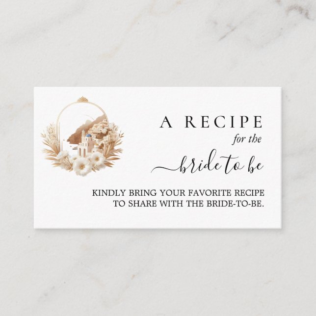 Italian Coffee Sorrento Casual Bridal Shower Enclosure Card (Front)