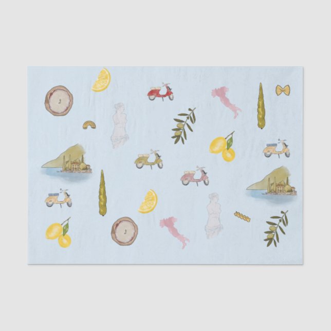 Italian colourful watercolor patterned  tissue paper (Front)