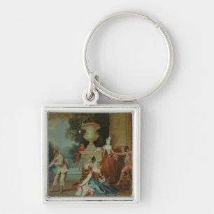 Italian Comedians in a Park, c.1725 Keychain