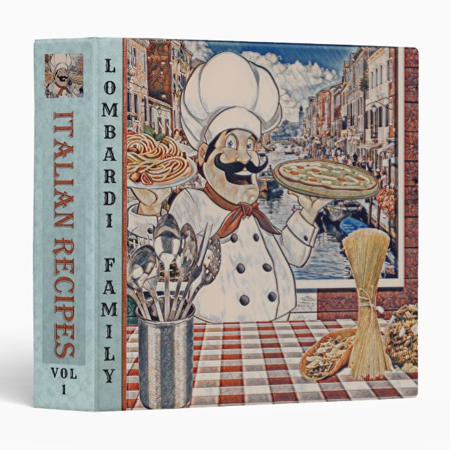 Italian Cooking Custom Recipe Binder (Front/Spine)