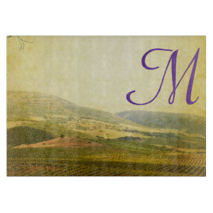 Italian Countryside Monogram Glass Cutting Board