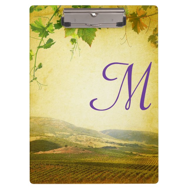 Italian Countryside Monogram Initial Clip Board (Front)