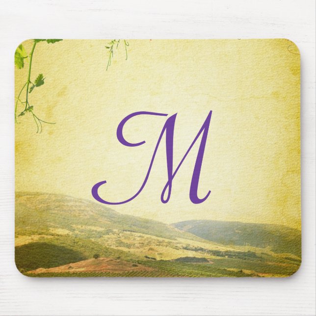 Italian Countryside Monogram Initial Mouse Pad (Front)