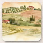 Italian Countryside Scenic Italy Watercolor Coaster<br><div class="desc">Warm and whimsical Italian countryside in warm soft watercolors</div>