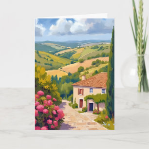 Italian Countryside   Vineyard Watercolor Travel Card