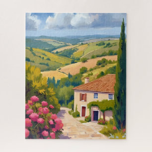 Italian Countryside   Vineyard Watercolor Travel Jigsaw Puzzle