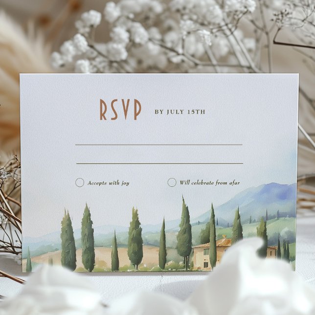 Italian Countryside Watercolor Wedding RSVP Card (Creator Uploaded)