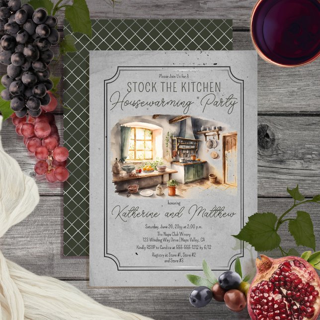 Italian Cuisine Stock the Kitchen Housewarming Invitation (Creator Uploaded)