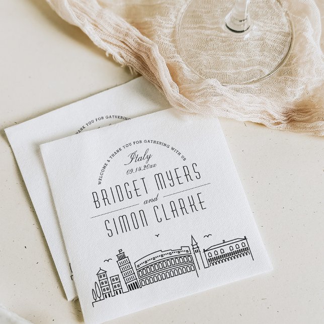 Italian Deco Skyline | Wedding Event Napkins (Creator Uploaded)