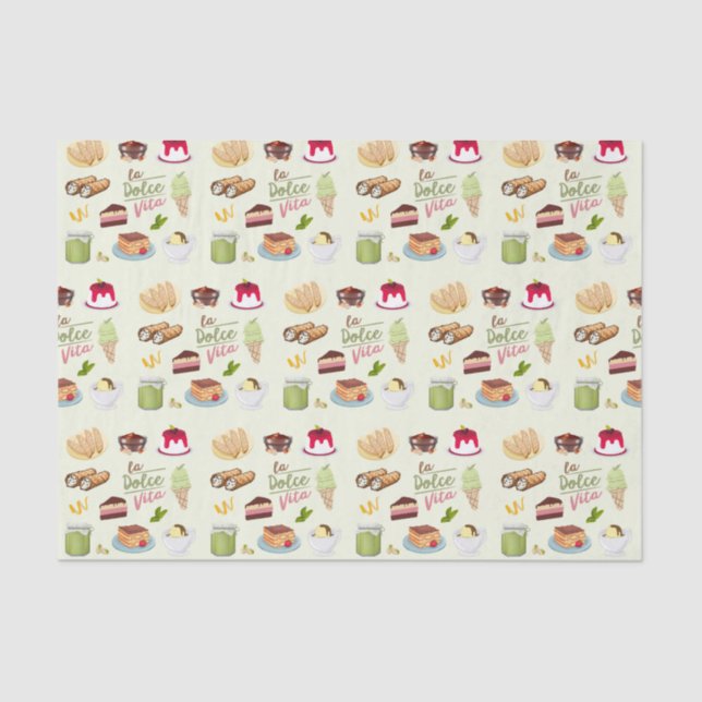 Italian Desserts Sweets Tissue Paper (Front)