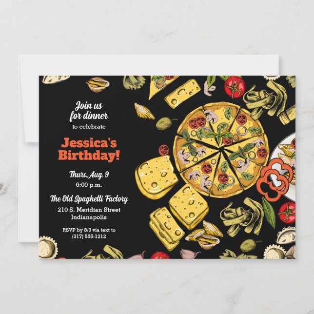 Italian Dinner Birthday Invitation (Front)