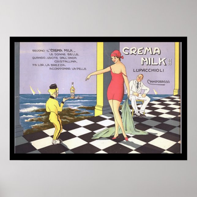 Italian Drink Crema Milk Vintage Poster (Front)