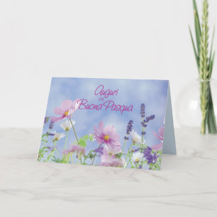 Italian Easter Blessings Nun, Wildflowers Holiday Card