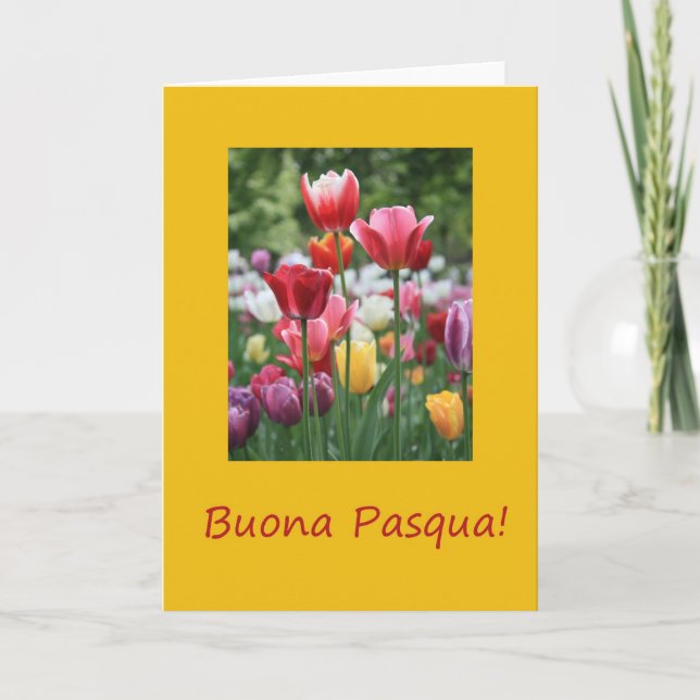 Italian Easter Tulips Holiday Card (Front)
