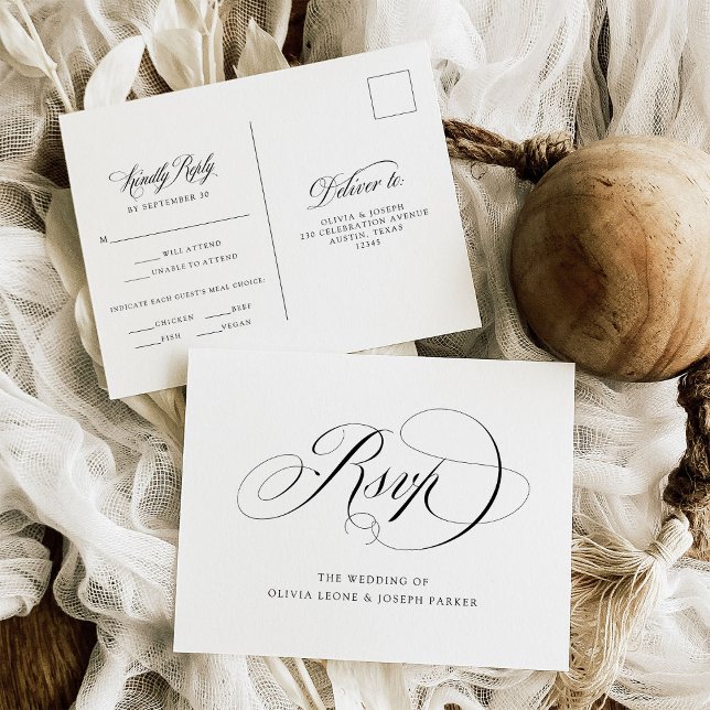 Italian Elegance | Wedding Meal Choice RSVP Postcard (Creator Uploaded)
