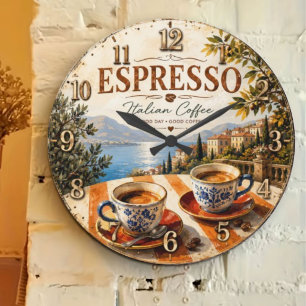 Italian Espresso Coffee Large Clock