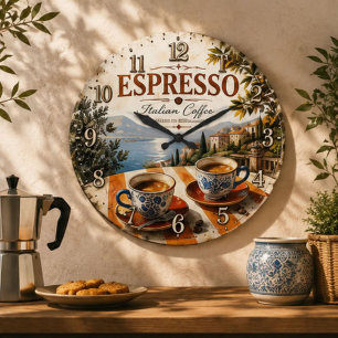 Italian Espresso Coffee Large Clock
