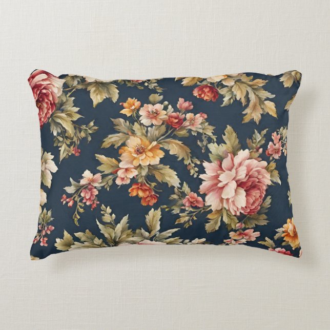 Italian Exquisite Beautiful Floral Pattern Accent Pillow (Front)