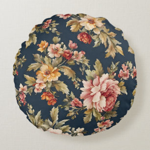 Italian Exquisite Beautiful Floral Pattern Round Pillow